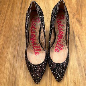 Betsyville Lace & Rhinestone High Heel